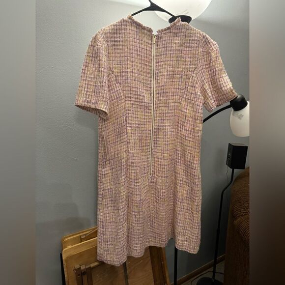Nanette Lepore Ruffle Neck Tweed Shift Dress Size 16 NWT Pink - Picture 4 of 10